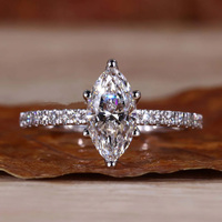 Bague de fiançailles personnalisée en or 18 carats avec diamant de laboratoire taille marquise néerlandaise, certifié IGI, diamant CVD créé en laboratoire, sertie pavé, bijoux