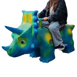 Machine d'arcade simulateur de course pour enfants, modèle carré, avec voiture dinosaure et équipement à batterie, pour divertissement - Product Image 1