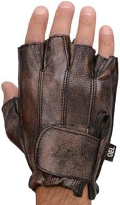 Sarung tangan kulit pria, sarung tangan berkendara luar ruangan bernafas setengah jari tahan lama dapat disesuaikan musim panas - Product Image 5