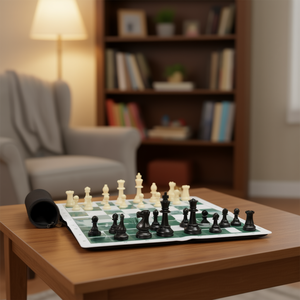 Juego de ajedrez, tablero plegable de silicona, piezas de plástico con peso, bolsa de almacenamiento, regalo de viaje portátil para principiantes, unisex - Product Image 2