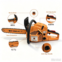 Tronçonneuse à essence professionnelle 54,6 cm³ W9070A 3,2 kW, coupe-bois robuste