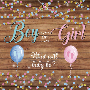 Sfondo per Rivelazione del Sesso del Bambino, Rosa o Blu, Fondale Fotografico in Vinile con Pavimento in Legno, Banner per Festa di Rivelazione del Sesso - Product Image 1