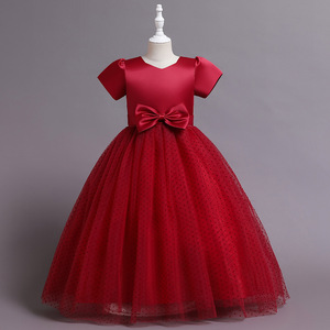 Purple Polka Dot Tulle Ball Gown Dress For Flower Girls Children's Evening Wear - Product Image 3
