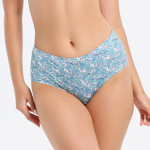 Culottes taille haute pour femmes, effet ventre plat, en fibre de bambou, ODM, lingerie sexy tricotée avec motif uni confortable - Product Image 6