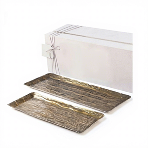 <b>Set</b> Of 2 Different Size <b>Tea</b> And Coffee Tray Fabulous Design Aluminum Hammered Sweets Serving Tray - Product Image 1