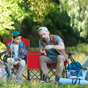 Chaise double de camping et de plage avec auvent et sac isotherme, 2 places, pliable, avec porte-gobelets pour pique-nique en extérieur - Product Image 3
