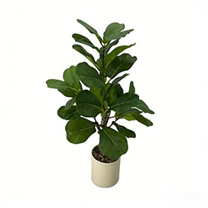 ต้นไม้ประดิษฐ์สีเขียวในกระถางพร้อมของตกแต่งใบต้นไทรสำหรับวางบนพื้นห้องนั่งเล่น - Product Image 1