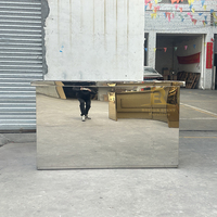 Table de bar pliante classique en métal argenté pour événements extérieurs, mariages et banquets, comptoir de bar en acier inoxydable miroir