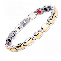 Excellent Bracelet Bio Énergétique en Acier Inoxydable pour la Santé, avec Ions Négatifs, Tourmaline, Aimant et Pierre Énergétique au Germanium