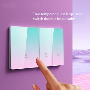 Panel de interruptor de espejo de vidrio templado de color en oferta, degradado rosa-cian, ultrafino, tipo 86, de pared, 1 módulo, 2 vías, para hogar y hotel - Product Image 2