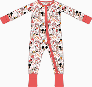 Individuell Bedruckter Bambusfaser-Baby-Schlafanzug mit Reißverschluss und Füßen Kleinkinder-Pyjama Kleidung - Product Image 5