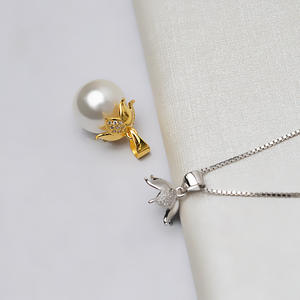 ที่ใส่จี้ไข่มุกแบบ DIY สำหรับผู้หญิง ยี่ห้อ Wenchi Han ทำจากเงินแท้ S925 พร้อมฝาปิดทรงหมวกใหญ่ ชุบทอง 24K รุ่น 14337 - Product Image 2