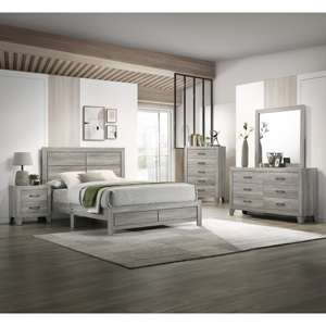 Contemporary Two-<b>Drawer</b> Nightstand Bedside Cabinet Rustic Gray Wooden <b>Storage</b> <b>Drawer</b> Furniture - Product Image 5