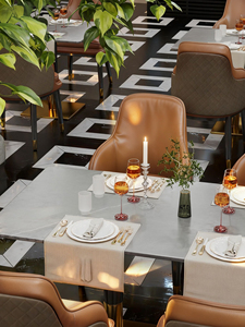 Ensemble de mobilier de restaurant de style moderne, table et chaises en cuir pour restaurant, salle de banquet et steakhouse - Product Image 1