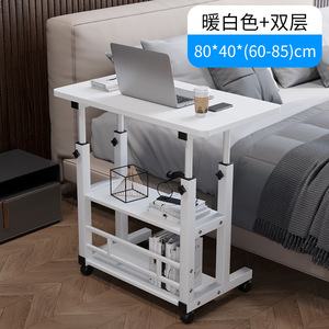 2025 Laptop <strong>Table</strong> Height Adjustable Notebook Desk Bedside Desk With Big Storage <strong>Shelves</strong> and Wheels - Product Image 2