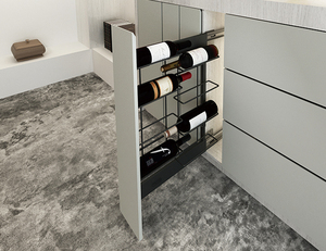 Supports de rangement pour bouteilles de vin encastrables sous-meuble, gris foncé, en acier, 150 mm, pour cuisine compacte, vente en gros - Product Image 2