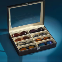 Étui de rangement pour lunettes de soleil de grande capacité en cuir PU haut de gamme vitrine pour lunettes haut de gamme pour le stockage de bijoux de qualité supérieure