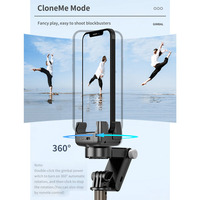 Stabilisateur de smartphone Takenoken avec suivi automatique du visage et rotation à 360° °   Télécommande rotative pour Android iPhone, trépied pour selfie avec lumière LED