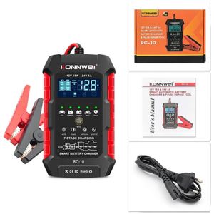 Cargador de Batería Inteligente de 7 Etapas con Enchufe Europeo, 12V/10A 24V/5A, Carga Rápida para Baterías de Coche, Lifepo4, Gel, <span class=keywords><strong>AGM</strong></span>, Plomo-Ácido, Motocicleta y Camión - Product Image 4
