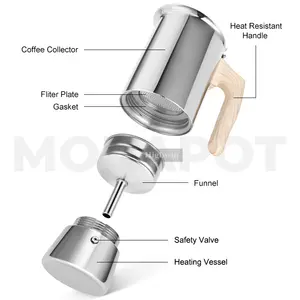 Stainless Steel Suitable For Induction Cookers Italian Coffee Maker Stovetop Espresso Maker Moka