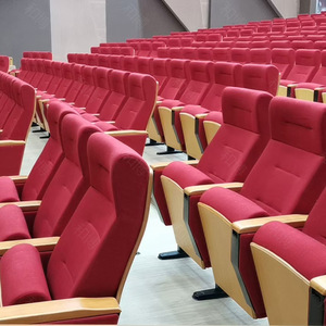 Manwa Expo Auditorium Chairs HB671 Red Beech With Writing Boards For Theater School Lecture Halls - Product Image 1