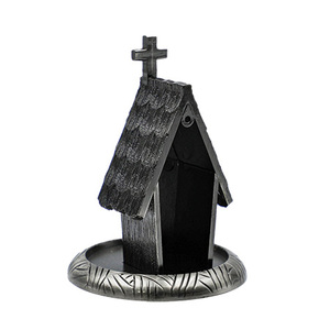 Figurine d'église vintage métallique personnalisée en alliage de zinc nickelé noir, décoration d'Halloween, thème religieux, ornement moulé en 3D - Product Image 4