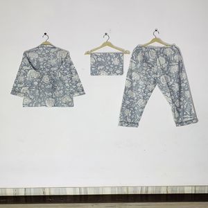 Vintage Style 100% Cotton Pajama Set Long <b>Pant</b> - Cotton Nightwear, Women's Bohemian Summer Sleepwear & Loungewear Gift - Product Image 4