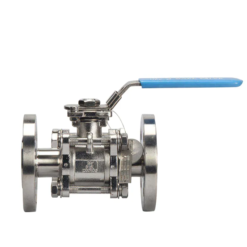 Low factory price medium temperature customized design handle flange 3 pc ball valve