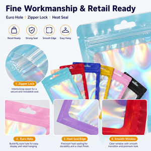 Bolsas con Cierre y Ventana Transparente Personalizadas al por Mayor con Logotipo, Reutilizables, para Juguetes, Regalos, Joyería, Proveedor de Empaques para Minoristas - Product Image 2