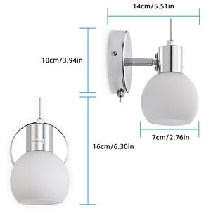 Lampe murale moderne en acier inoxydable avec abat-jour en verre, lumière LED E27 blanc chaud pour salle de bain, éclairage mural - Product Image 3