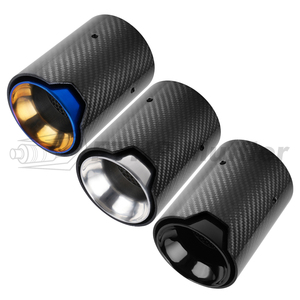 Puntas de escape de fibra de carbono para BMW F30 <span class=keywords><strong>330i</strong></span> F32 F36 440i F80 F82 F87 M2 M3 M4, silenciador universal para coche, punta de tubo de escape - Product Image 1