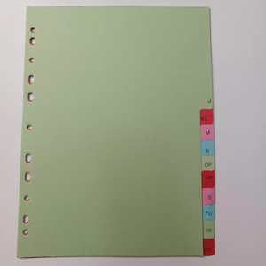A4 Vente en gros Onze trous Diverses couleurs Alphabet Papier Index Page Set Board Diviseurs 16 Onglets vierges - Product Image 5