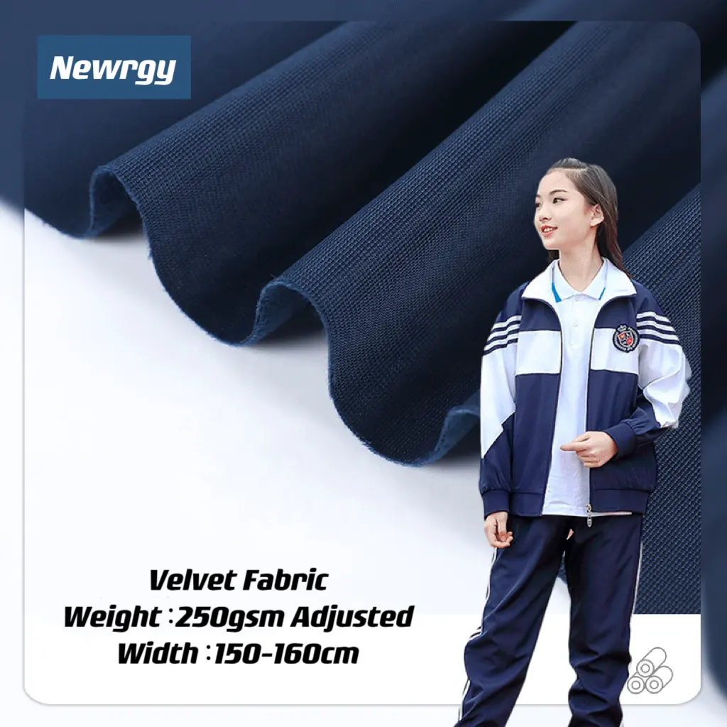 100 Gerecycled Polyester Schooluniform T-Shirt Sportkleding Stof Sport Jersey Fluwelen Stof 240gsm Één Kant Borstel Polaire Vlakte