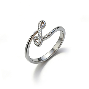 Bague de fiançailles personnalisée en or massif plaqué or 10K/14K avec diamant de laboratoire et zircon, style cluster, unisexe, mignonne, pour anniversaire, avec lettres de l'alphabet - Product Image 1