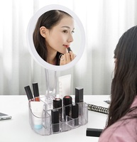 Vente chaude Usine Direct Prix Promotion LED Lumineux Amovible Vanité Miroir Cosmétique Avec Organisateur Boîte De Rangement