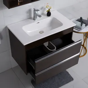 Venta directa de fábrica Hotel fregadero gabinete de pared baño tocador conjunto impermeable moderno triángulo espejo gabinete Color blanco