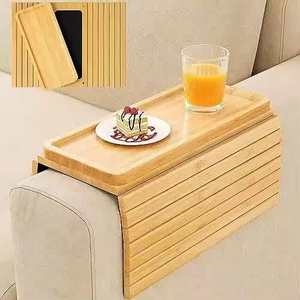 Plateau d'accoudoir en bois, plateau de rangement pratique, support pour téléphone portable, plateau à collations, porte-gobelet - Product Image 5