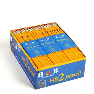 Lot de 144 crayons jaunes hexagonaux avec gomme – Fournitures scolaires essentielles pour les examens - Product Image 4