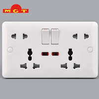 Prise murale double multipolaire personnalisée OEM avec voyant lumineux et interrupteur à bascule indépendant – Vente en gros