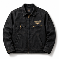Blouson universitaire personnalisé en sergé de coton teint en pièce, avec broderie personnalisée, style vintage délavé, pour le travail et le quotidien, fabrication usine