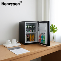 Mini-bar intelligent pour hôtels, 20-59L, acier inoxydable, refroidissement thermoélectrique, électrique, portable, sans givre, lumière LED, porte en verre automatique