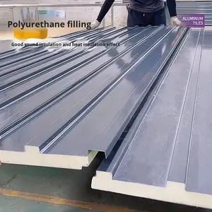 Panneaux en <span class=keywords><strong>aluminium</strong></span> ignifuges et isolants thermiques de grande taille, gris contemporain, à double couche, tuiles de toit en alliage d'<span class=keywords><strong>aluminium</strong></span>, nouveauté - Product Image 3