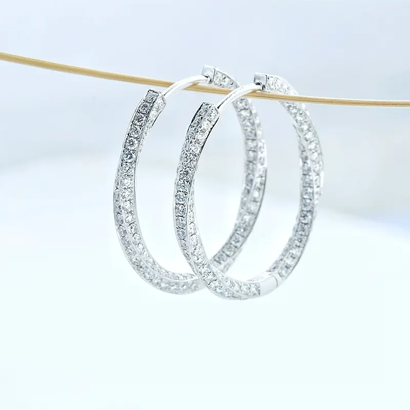 fashion earing jewelry women pure 18k real gold cvd hpht lab grown diamond hoops earrings
