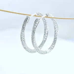 Pendientes de oro auténtico de 18 quilates con diamantes cultivados para mujer, joyería a la moda, cvd, hpht lab