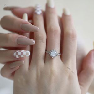 Bague de fiançailles solitaire Dylam Luxury Cz 5A, pierre principale en diamant, argent sterling 925, trèfle à quatre feuilles, bague de mariage pour femmes - Product Image 6