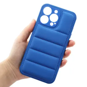 Sarung ponsel katun isi kulit PU sarung telepon genggam cocok untuk iPhone15pro max jaket bulu angsa casing ponsel tahan jatuh