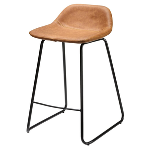 Modern Design Brown PU <b>Leather</b> <b>Bar</b> <b>Stool</b> Counter <b>Stool</b> Home <b>bar</b> Leisure Chair with Black Metal Leg - Product Image 1