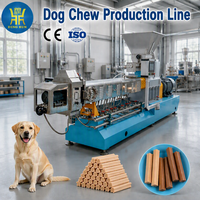 Machine extrudeuse de friandises pour chiens à double vis en acier inoxydable, contrôlée par PLC, ligne de production entièrement automatique pour la fabrication de friandises à mâcher pour chiens