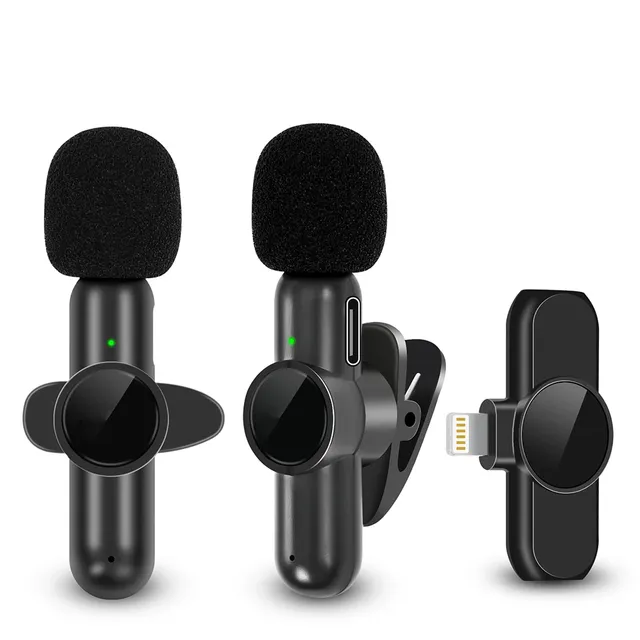 Portable Wireless Noise Cancelling K9 Mini Lavalier Microphone with Dual Microphone and Recording Tie