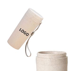 Botella de Agua Portátil de Paja de Trigo de 380 ml, Libre de BPA, con Correa y Logotipo Personalizado - Product Image 2